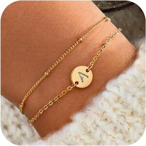 Luxurious 18K Gold Plated Dainty Initial Charm Bracelet - Ideal Holiday Gift